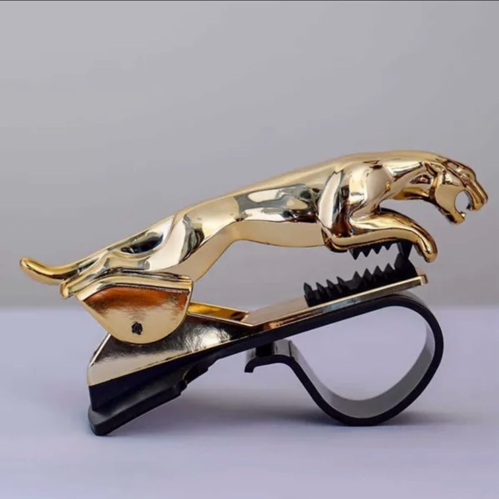 Gold Panther Car Emblem Clip Dashboard Phone Holder